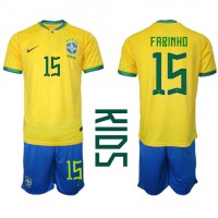 Dječji Nogometni Dres Brazil Fabinho #15 Domaci SP 2022 Kratak Rukav (+ Kratke hlače)